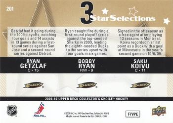 2009-10 Collector's Choice - Reserve #201 Saku Koivu / Bobby Ryan / Ryan Getzlaf Back