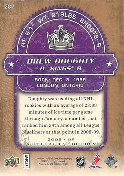 2008-09 Upper Deck Artifacts - Rookies Exchange #287 Drew Doughty Back