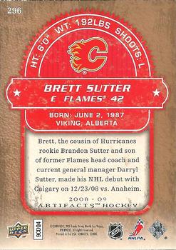 2008-09 Upper Deck Artifacts - Rookies Exchange #296 Brett Sutter Back