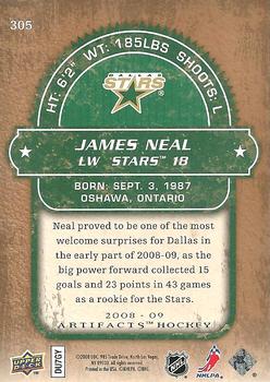2008-09 Upper Deck Artifacts - Rookies Exchange #305 James Neal Back