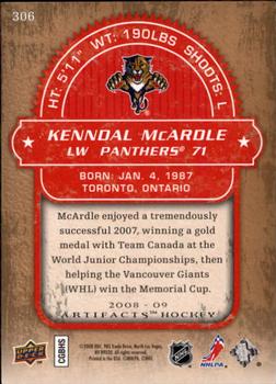 2008-09 Upper Deck Artifacts - Rookies Exchange #306 Kenndal McArdle Back