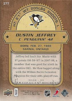 2008-09 Upper Deck Artifacts - Rookies Exchange #277 Dustin Jeffrey Back
