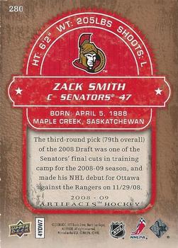 2008-09 Upper Deck Artifacts - Rookies Exchange #280 Zack Smith Back