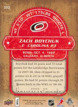 2008-09 Upper Deck Artifacts - Rookies Exchange #302 Zach Boychuk Back