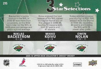 2009-10 Collector's Choice - Prime Reserve #215 Niklas Backstrom / Mikko Koivu / Owen Nolan Back