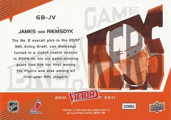 2010-11 Upper Deck Victory - Game Breakers #GB-JV James van Riemsdyk Back