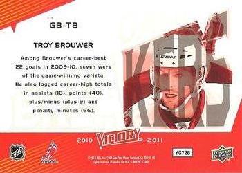 2010-11 Upper Deck Victory - Game Breakers #GB-TB Troy Brouwer Back