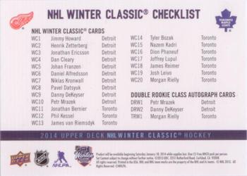2013-14 Upper Deck NHL Winter Classic #NNO Checklist Back