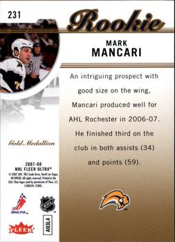 2007-08 Ultra - Gold Medallion #231 Mark Mancari Back
