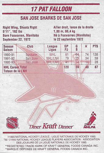 1993-94 Kraft - Kraft Dinner #NNO Pat Falloon Back