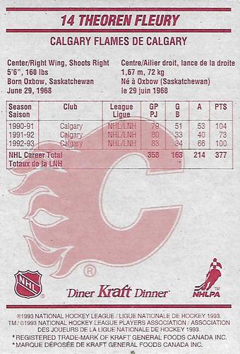 1993-94 Kraft - Kraft Dinner #NNO Theoren Fleury Back
