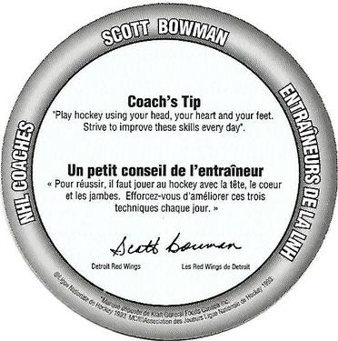 1993-94 Kraft - Kraft Peanut Butter Discs #NNO Scotty Bowman Back