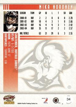 2004-05 Pacific - Red #34 Mika Noronen Back
