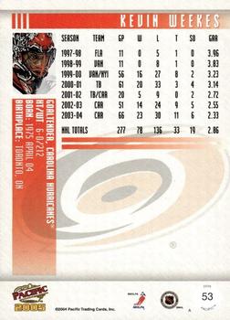 2004-05 Pacific - Red #53 Kevin Weekes Back