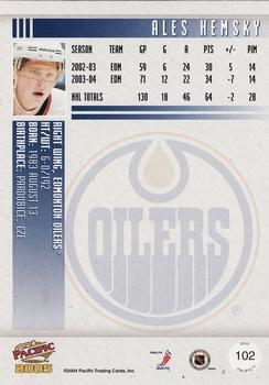 2004-05 Pacific - Red #102 Ales Hemsky Back