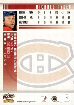2004-05 Pacific - Red #141 Michael Ryder Back