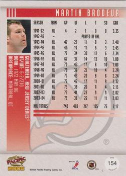 2004-05 Pacific - Red #154 Martin Brodeur Back