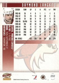 2004-05 Pacific - Red #202 Daymond Langkow Back