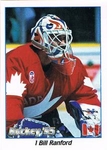 1995 Panini World Hockey Championship Stickers (Finnish/Swedish) #1 Bill Ranford Front
