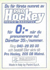 1995 Panini World Hockey Championship Stickers (Finnish/Swedish) #52 Klaus Merk Back