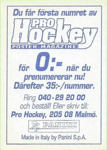 1995 Panini World Hockey Championship Stickers (Finnish/Swedish) #97 Michel Valliere Back