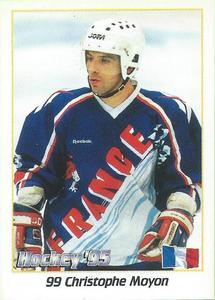 1995 Panini World Hockey Championship Stickers (Finnish/Swedish) #99 Christophe Moyon Front