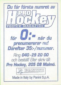 1995 Panini World Hockey Championship Stickers (Finnish/Swedish) #103 Serge Poudrier Back