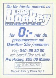 1995 Panini World Hockey Championship Stickers (Finnish/Swedish) #112 Philippe Bozon Back