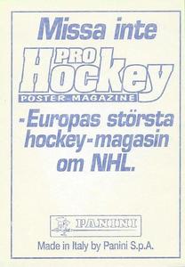 1995 Panini World Hockey Championship Stickers (Finnish/Swedish) #116 Reto Pavoni Back