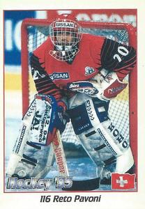 1995 Panini World Hockey Championship Stickers (Finnish/Swedish) #116 Reto Pavoni Front