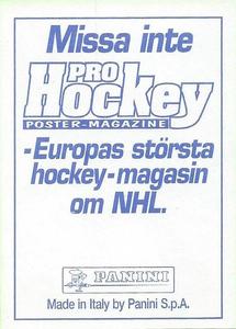 1995 Panini World Hockey Championship Stickers (Finnish/Swedish) #123 Martin Steinegger Back