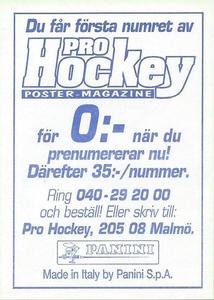 1995 Panini World Hockey Championship Stickers (Finnish/Swedish) #125 Misko Antisin Back