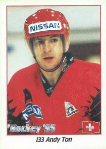 1995 Panini World Hockey Championship Stickers (Finnish/Swedish) #133 Andy Ton Front