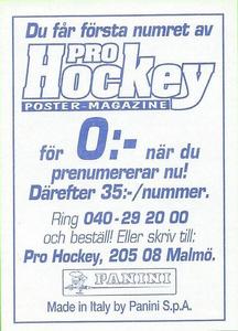 1995 Panini World Hockey Championship Stickers (Finnish/Swedish) #166 Timo Jutila Back