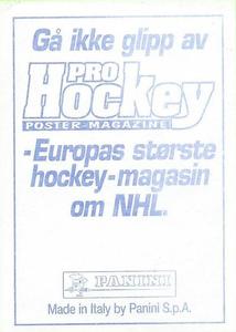 1995 Panini World Hockey Championship Stickers (Finnish/Swedish) #229 Joe Sacco Back