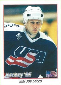 1995 Panini World Hockey Championship Stickers (Finnish/Swedish) #229 Joe Sacco Front