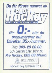 1995 Panini World Hockey Championship Stickers (Finnish/Swedish) #275 Christoph Brandner Back