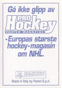 1995 Panini World Hockey Championship Stickers (Finnish/Swedish) #287 Peter Forsberg Back