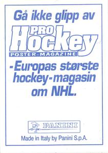 1995 Panini World Hockey Championship Stickers (Finnish/Swedish) #294 Teemu Selänne Back