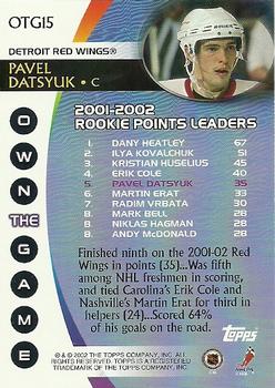 2002-03 Topps - Own the Game #OTG15 Pavel Datsyuk Back