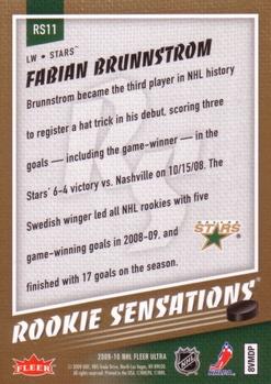 2009-10 Ultra - Rookie Sensations #RS11 Fabian Brunnstrom Back