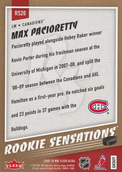 2009-10 Ultra - Rookie Sensations #RS20 Max Pacioretty Back