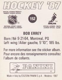 1987-88 Panini Hockey Stickers #152 Bob Errey Back