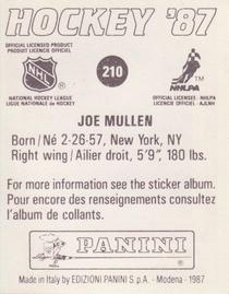 1987-88 Panini Hockey Stickers #210 Joe Mullen Back