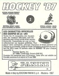 1987-88 Panini Hockey Stickers #2 Charlie Simmer Back