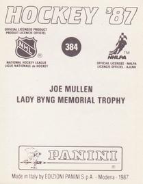 1987-88 Panini Hockey Stickers #384 Joe Mullen Back