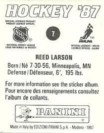 1987-88 Panini Stickers #7 Reed Larson Back