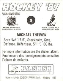 1987-88 Panini Hockey Stickers #9 Michael Thelven Back