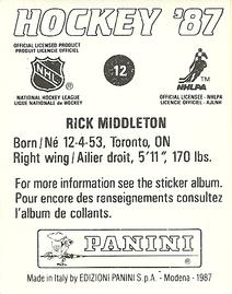 1987-88 Panini Hockey Stickers #12 Rick Middleton Back