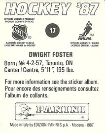 1987-88 Panini Stickers #17 Dwight Foster Back